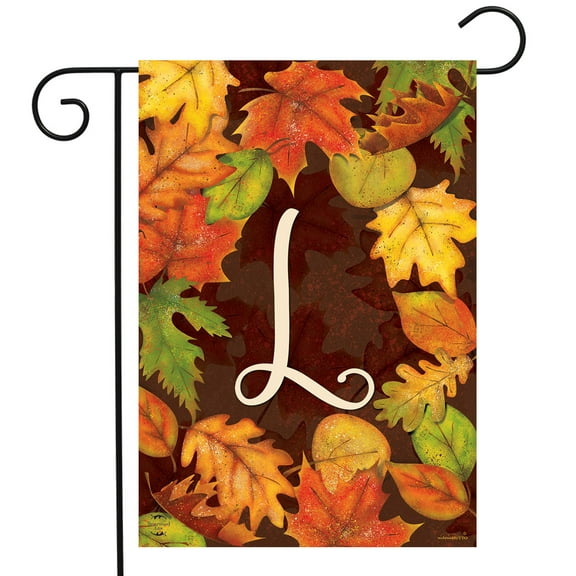 Briarwood Lane Fall Leaves Monogram Letter L Garden Flag