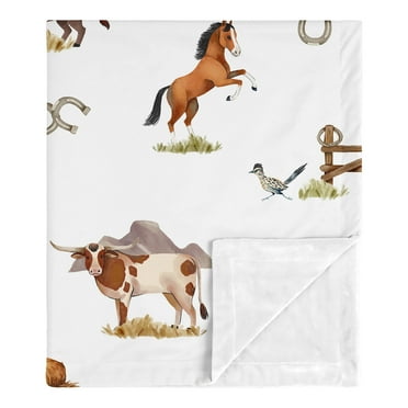 Sweet Jojo Designs Country Western Taupe Brown and Cream Baby Security Blanket