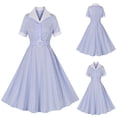 thumbnail image 2 of Gnshining Summer Mini Dresses for Women Solid Color Formal Dress V-Neck Wedding Guest Dress Ruffle A-Line Dress Short Sleeve Party Dress Vintage Going Out Dress, 2 of 9