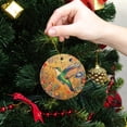 thumbnail image 6 of Funny Christmas Ornament,Hummingbird With Iridescent Feathers,Xmas Round Ceramic Pendant, 6 of 6