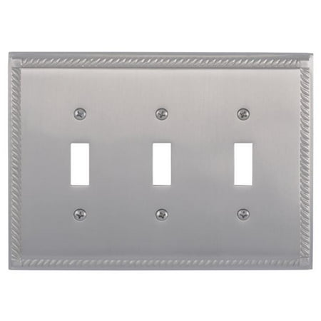 - BRASS Accents M06-S8550-619 Georgian Triple Satin Nickel Switchplates