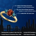 thumbnail image 2 of Gem Stone King 10K Yellow Gold Red Garnet and Blue Diamond Engagement Ring for Women | 2.04 Cttw | Oval 8X6MM | Gemstone January Birthstone | Size 8, 2 of 6