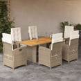 thumbnail image 1 of vidaXL 7 Piece Garden Dining Set with Cushions Beige Poly Rattan, 1 of 5