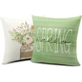 thumbnail image 2 of Hello Spring Pillow Covers 16x16 Spring Decorative Pillow Covers Color Plant Floral Pillowcases Cotton Blend Farmhouse Decor for Indoors Couch Bed Living Room in 2 Pcs, 2 of 6