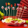 thumbnail image 6 of 100Pack Year of the Horse Fruit Bamboo Skewers,4.7In Holiday Appetiser Toothpicks with 10 Festive Designs for New Year Party Drinks,Charcuterie & Fruit Skewers,Christmas Decoration Supplies, 6 of 9
