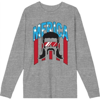 Americana USA Flag Crew Neck Long Sleeve Adult Tee -XL-Black