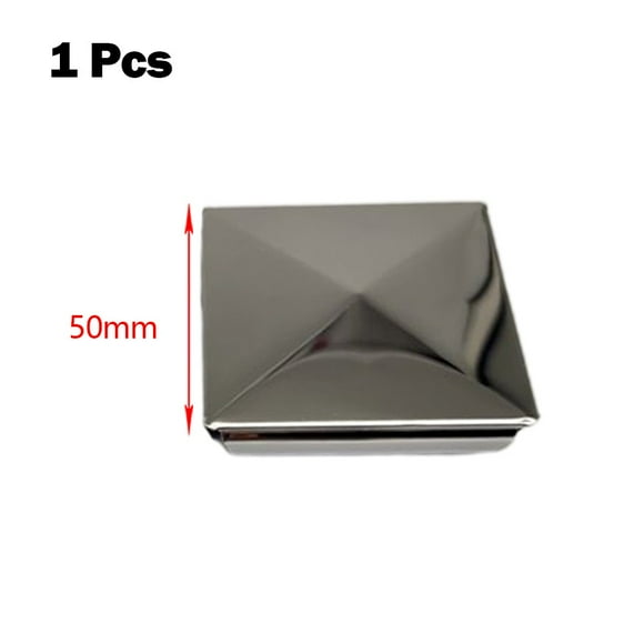 1Pc Square Post Cap Stainless Steel To Steel Galvanized Cover Pyramid Shape Cap Home Garden Column Decoration Supplies 1Pcs 50Mm