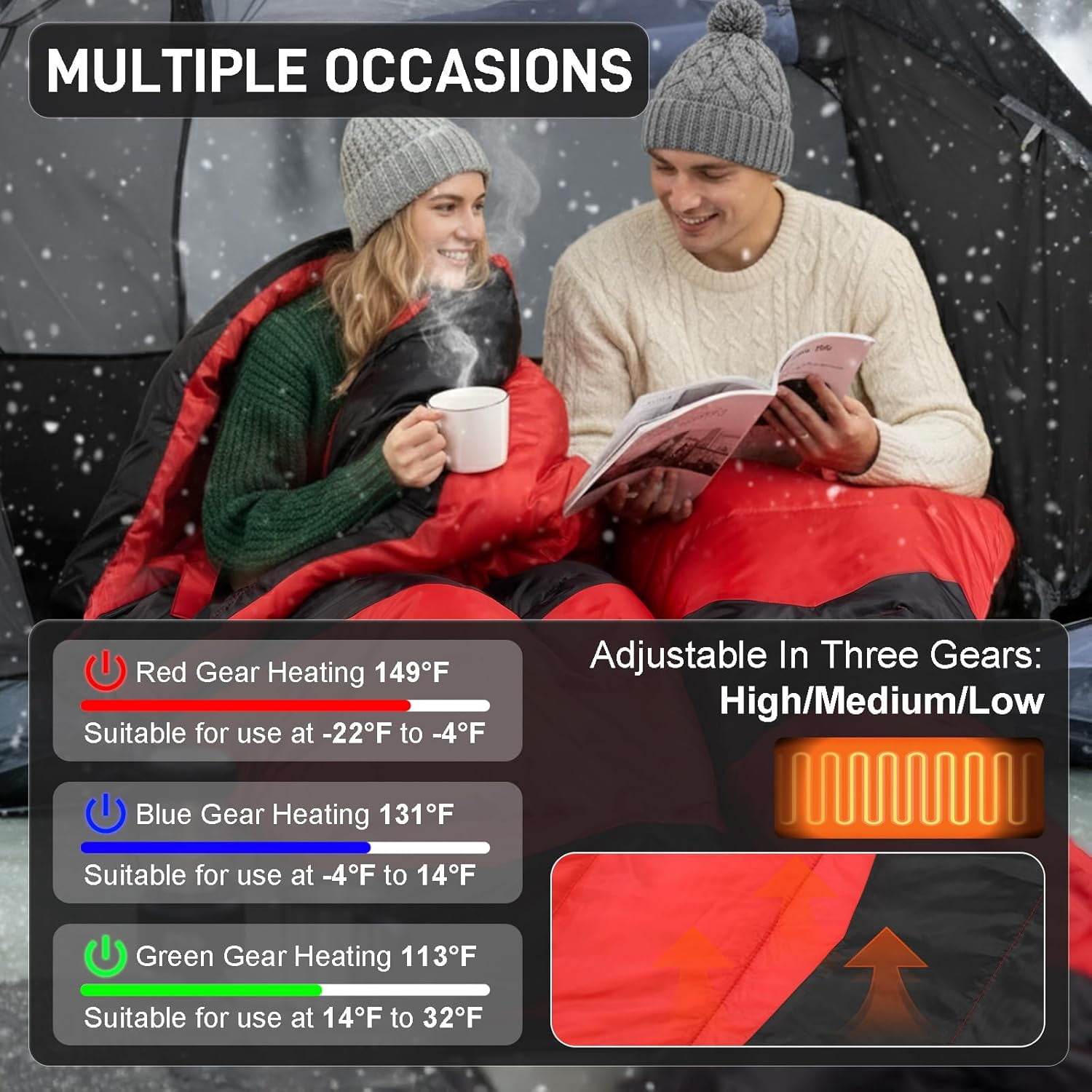 JFTER Camping Sleeping Bag, Cold Weather & Warm for Adults Big and Tall, Lightweight, Waterproof, Backpacking, Camping Gear Equipment for Traveling,Hiking,Hotel,Outdoor & Indoor
