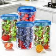 Food Storage Freezer 50oz, Containers Clear Bottom with Blue Twist Top Lids Reusable, Plastic Airtight Meal Prep Containers BPA Free | Stackable | Leakproof