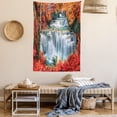 thumbnail image 2 of Waterfall Decor Tapestry, Waterfalls Like Stairs in Forest Hidden in the Botanic Fall Trees, Wall Hanging for Bedroom Living Room Dorm Decor, 40W X 60L Inches, Orange Red and White, by Ambesonne, 2 of 5