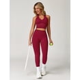 thumbnail image 4 of IBTOM CASTLE Workout Sets for Women 2 Piece Seamless Halter Tank Top Scrunch Butt Lifting High Waist Leggings Gym Sets Active Wear Cherry Red, 4 of 7