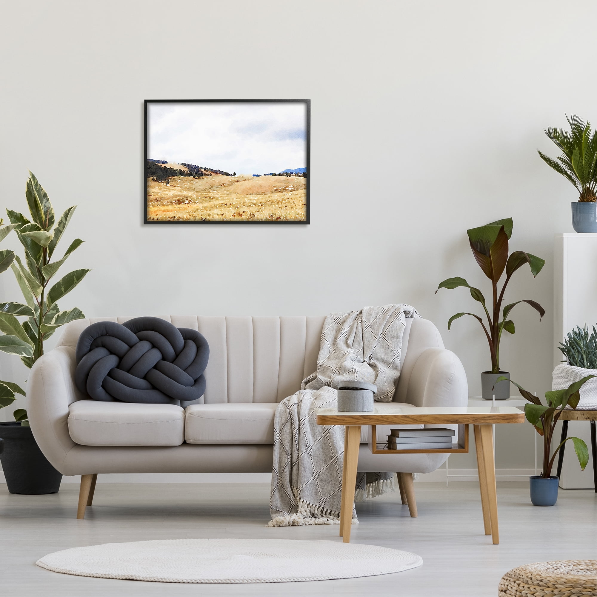 Stupell Montana Plains Rural Countryside Landscape Painting Black Framed Art Print Wall Art