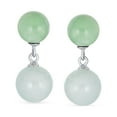 thumbnail image 2 of Bling Jewelry Womens Classic Dangle Gemstone Earrings Aegean Teal Jade Double Round Sterling Silver, 2 of 4