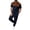 Navy, variant on Men 2 Piece Set Outfit Big and Tall Waffle Zipper Color Block Tees Cropped Pants with Pockets Casual Summer Sets