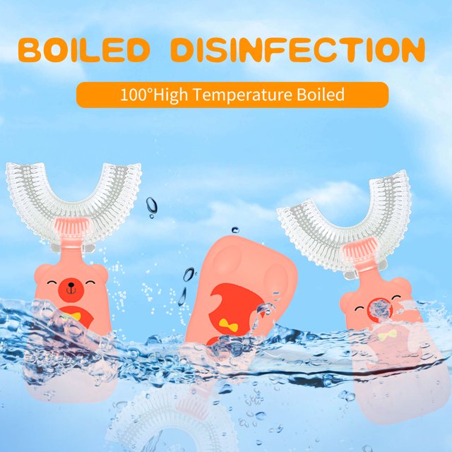 Cepillos de dientes para niños: lindo cepillo de dientes en forma de U para niños (rosa 2-6 años) Likrtyny Cuidado Belleza