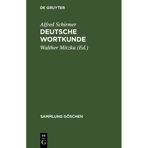 Sammlung GÃ¶schen Deutsche Wortkunde, Book 929, (Hardcover)