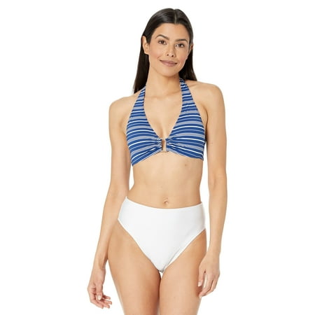MSRP $90 Ralph Lauren Womens Ring Halter Bikini Top Navy Size 16