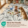 thumbnail image 4 of Design&I 8'x10' Washable Area Rug Sleek Flatweave Pet Friendly Black White Elegant Floral and Vine Design Graceful Curves with Dotted Detailing for King Size Bedroom, Under Bed, 4 of 7