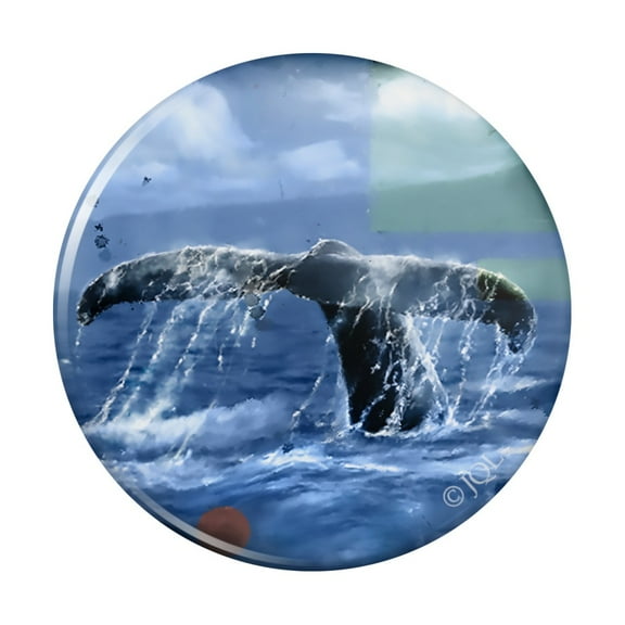 Whale Tail Ocean Pinback Button Pin