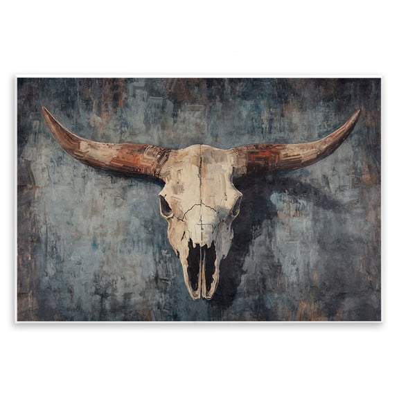Stupell Industries Rustic Lodge Antique Distressed Cow Skull Wall Plaque Art, 15 x 10, by Nina Blue