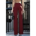 thumbnail image 2 of REALiKUN Women's High Waisted Flare Long Pants Cut Out Stretchy Ladder Bootcut Yoga Pants Red S, 2 of 8