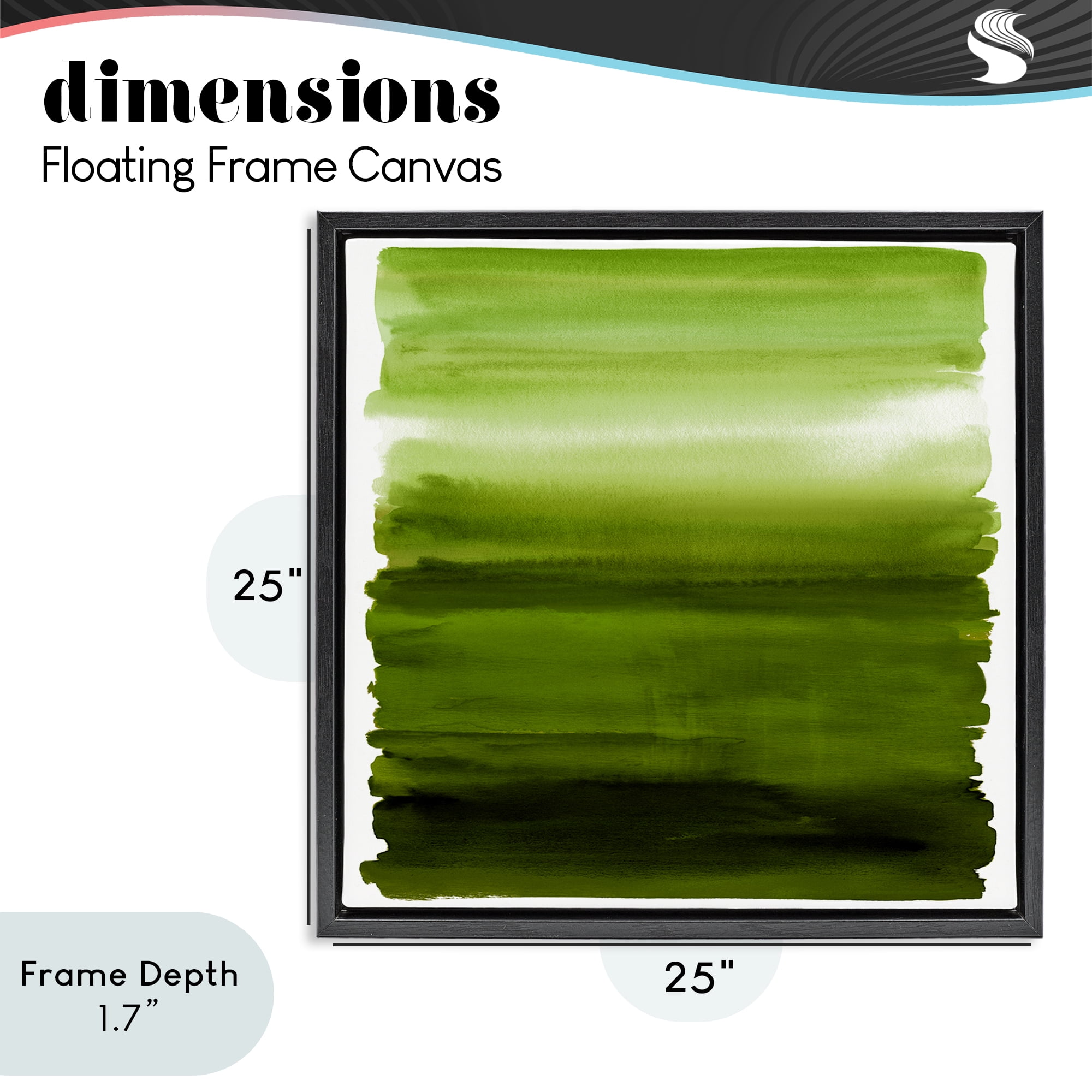 Stupell Industries Earthy Green Ombre Black Framed Floater Canvas Wall Art, design by Allie Corbin
