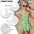 thumbnail image 4 of DISNIMO Shamrock Rainbow Printed Girls Swimsuits Palm Tree Print One Piece Swimwear with Skirt Sleeveless Bathing Suit U Neck Swim Dress for Kids Girls, 4 of 8