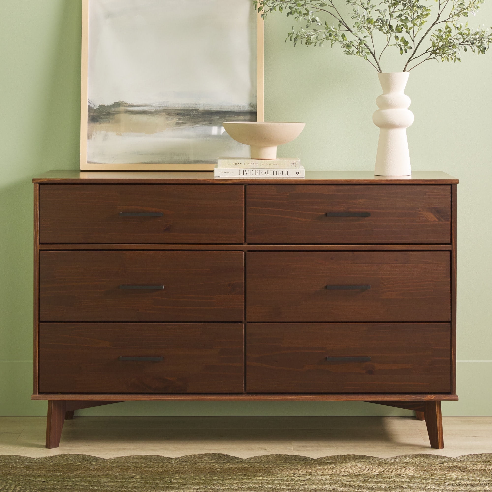 atticus solid wood mid-century modern dresser product info and reviews Atticus 5-Drawer Solid Wood Chest