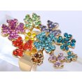 thumbnail image 2 of Rainbow Colorful Clustered Crystal Rhinestone Floral Flower Sized Ring, 2 of 4