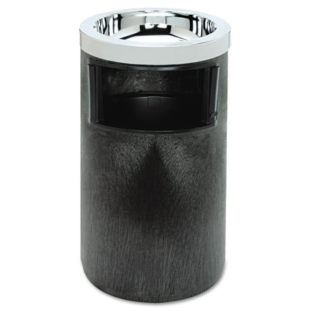 Rubbermaid Chrome Urn - Rubbermaid Commercial Smoking Urn w/Ashtray and Metal Liner, 19.5H x 12.5 dia, Black