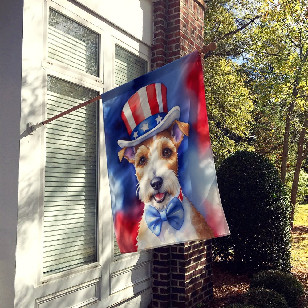 Fox Terrier Patriotic American House Flag 28 in x 40 in