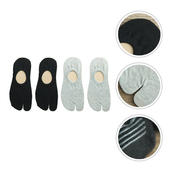 MLINS 2 Pairs Black Toe Socks Tabi Soft Lovers
