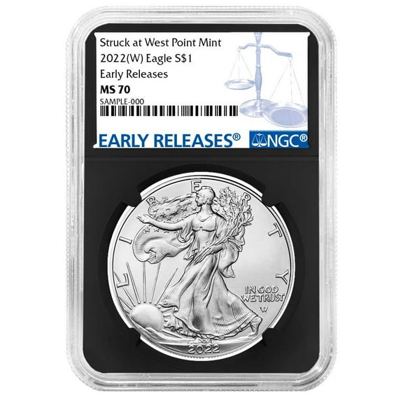2022 (W) $1 American Silver Eagle NGC MS70 ER Blue Label Retro Core