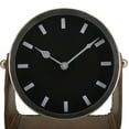 thumbnail image 5 of DecMode Stainless Steel Modern Round Decorative Desk Clock 7"W x 7"H, with Metallic Silver and Leathery Brown Stand, 5 of 8