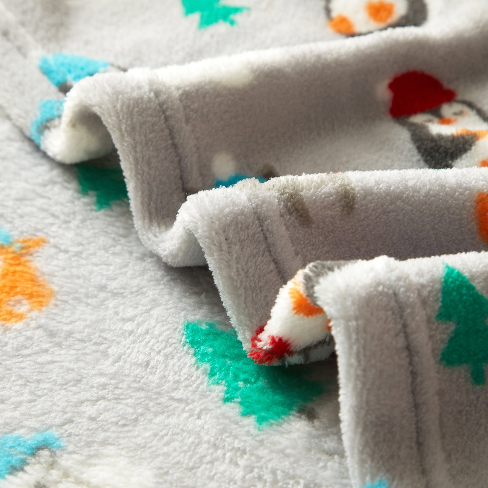 Parent's Choice 30" x 36" Penguin Plush Baby Blanket, Grey