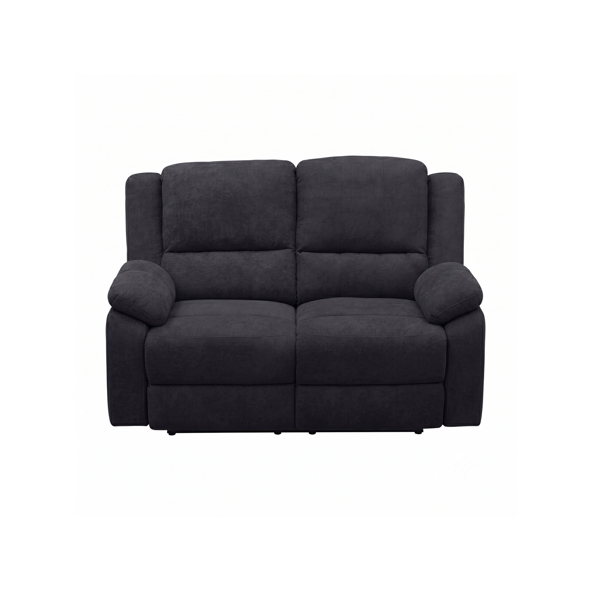 Black 2-Seat Reclining Loveseat - Modern Microfiber Couch