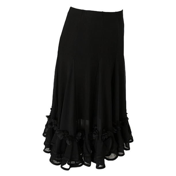 Falda larga de baile para mujer, falda de baile de círculo completo, disfraz de baile Negro