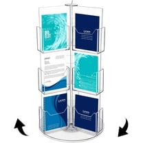 18 Pocket Acrylic Pamphlet Holder, Rotating Clear Brochure Display Holder, Stand