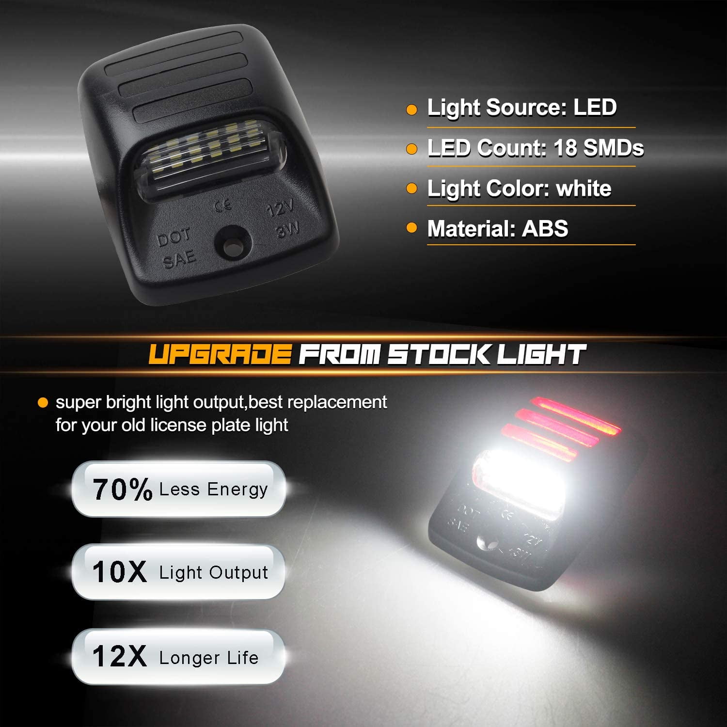 License Plate Lights Tundra 2000 to 2013 2x LED License Plate Light