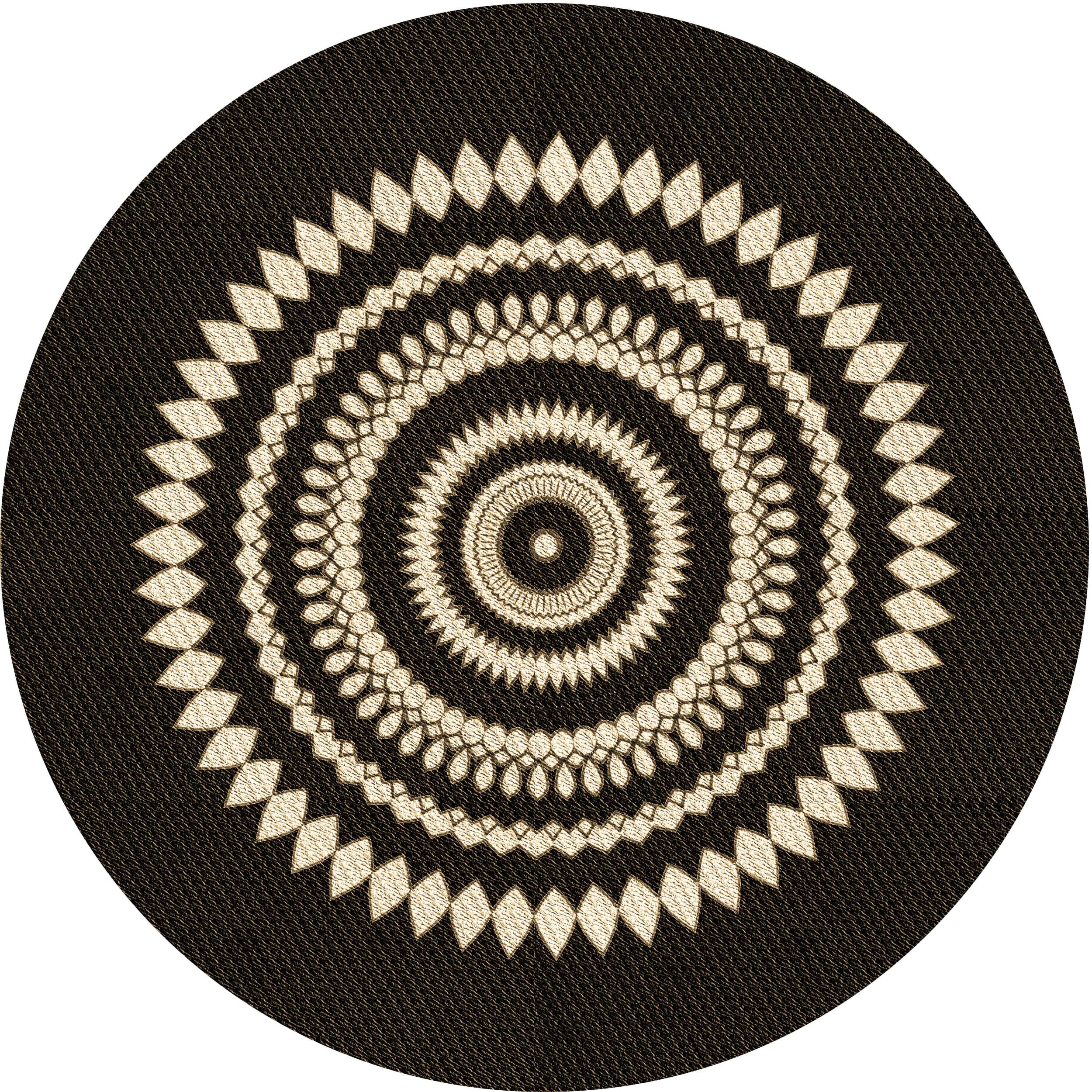 Ahgly Company Indoor Round Patterned Night Black Area Rugs, 8' Round ...