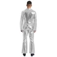 thumbnail image 2 of TiaoBug Mens Movie Star Jumpsuit sHINY Metallic Singer Dancer Leotard Halloween Party Costume Silver L, 2 of 7