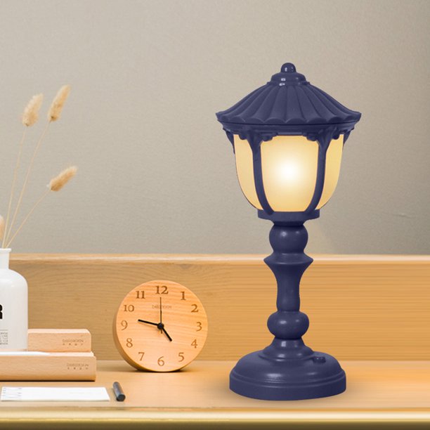 Lámpara de noche LED de plástico Retro Mesa portátil Luz Regalos de vacaciones (Azul oscuro)