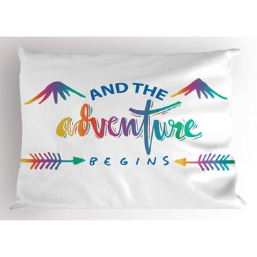 Ambesonne Adventure Pillow Sham, Colorful Retro Words, 36" X 20", Multicolor