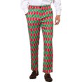 thumbnail image 1 of INSPIRE CHIC Men's Pant Diamond Plaid Pattern Regular Fit Color Block Suit Trousers 28 Red Green, 1 of 6