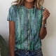 thumbnail image 2 of moda de las mujeres casual manga corta impreso cuello redondo suéter suelto top verde / 4xl, 2 of 5