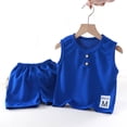 thumbnail image 4 of Nilvkv Boys Sweatsuit, Boys Summer Outfits, Sleeveless Round Neck Top and Shorts Set Summer Blue 3-4 Years, 4 of 8
