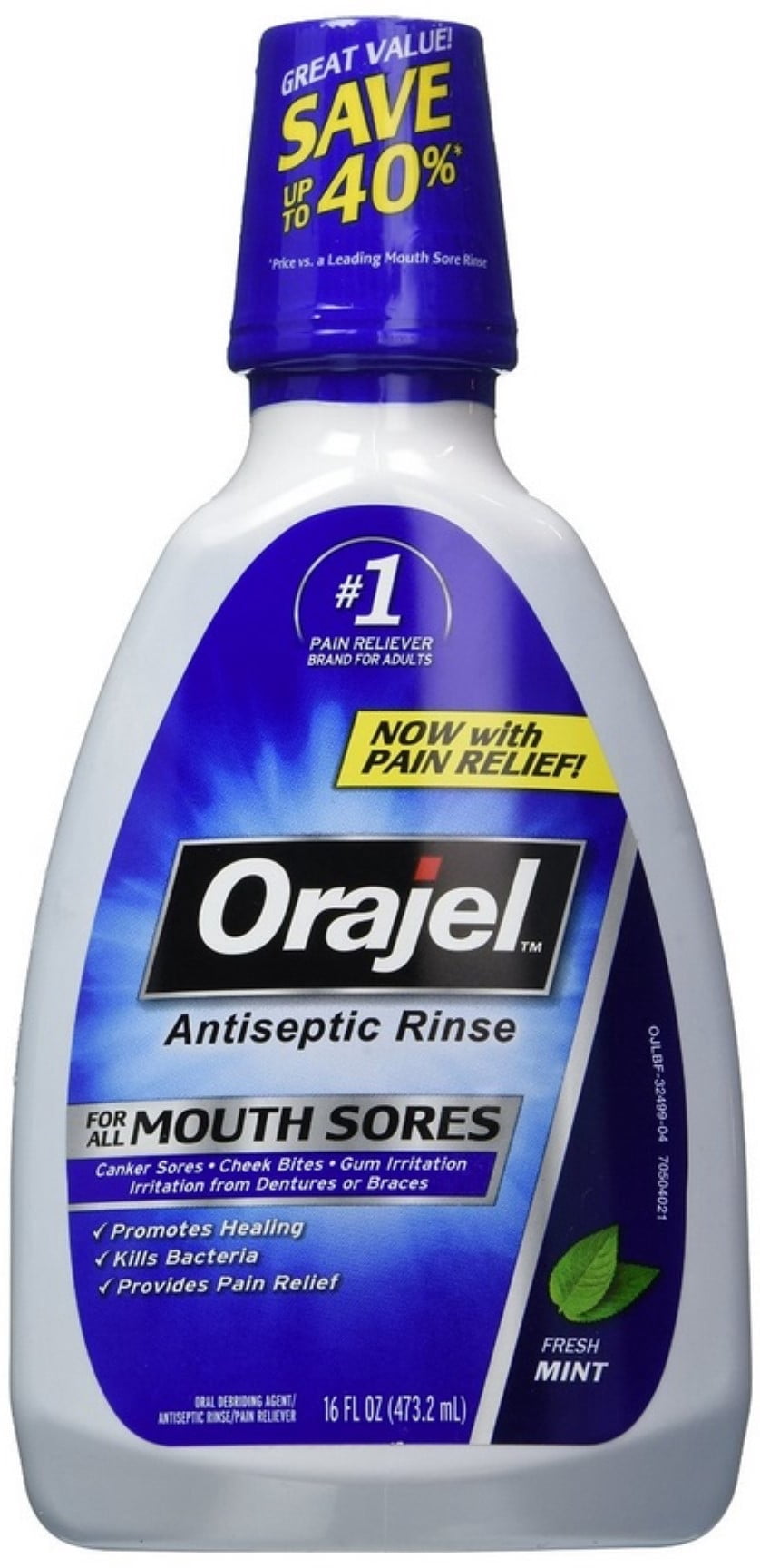 Orajel Antiseptic Mouth Sore Rinse 16 oz (Pack of 3)