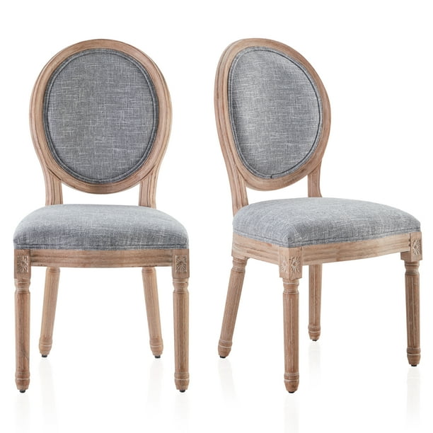 Dining Chairs W Solid Wood Legs Grey, Round Upholstered Dining Chair