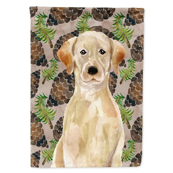 Yellow Labrador Pine Cones Garden Flag
