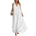 thumbnail image 2 of Women's Summer Linen Maxi Dress Flowy V Neck Sleeveless Casual Beach Vacation Boho Long Sundresses, XL, 2 of 6